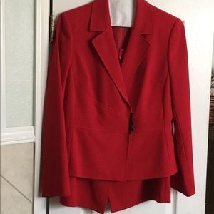 Lined Calvin Klein Red Skirt Suit